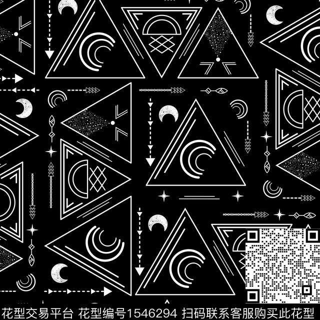 月亮箭头三角形数码印花华亿平台下载（图片编号: 1546294） - 瓦栏（Walan）