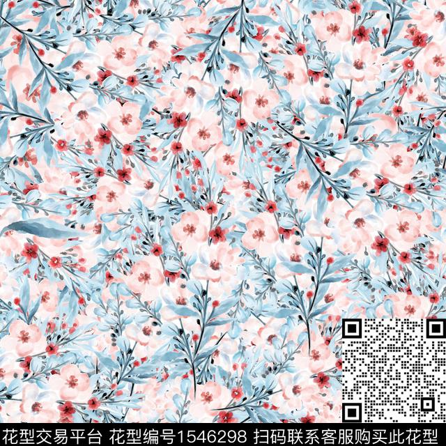 女装水彩水彩花卉数码印花华亿平台下载（图片编号: 1546298） - 瓦栏（Walan）