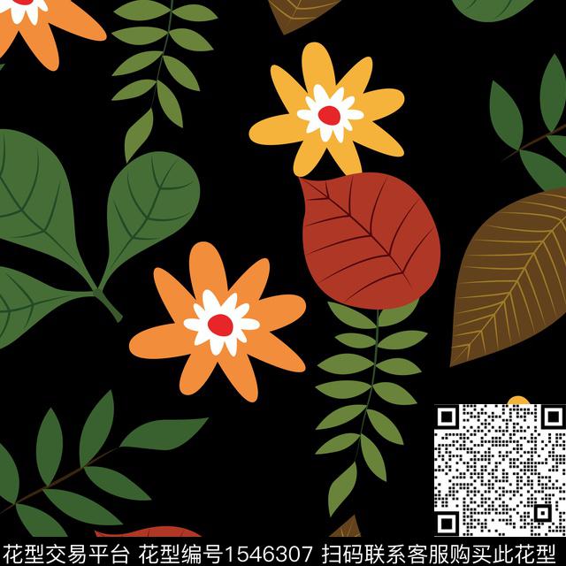 女装花卉绿植树叶传统印花华亿平台下载（图片编号: 1546307） - 瓦栏（Walan）