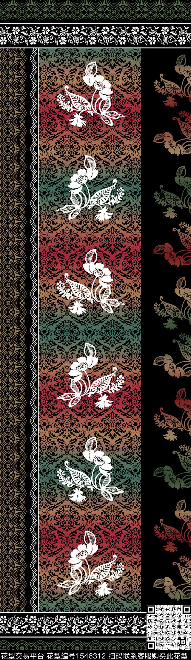 民族风定位花纹数码印花华亿平台下载（图片编号: 1546312） - 瓦栏（Walan）