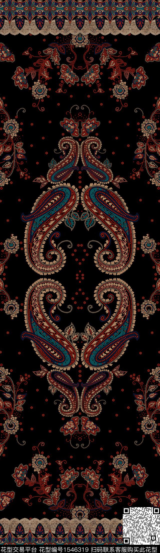 民族风定位花纹数码印花华亿平台下载（图片编号: 1546319） - 瓦栏（Walan）