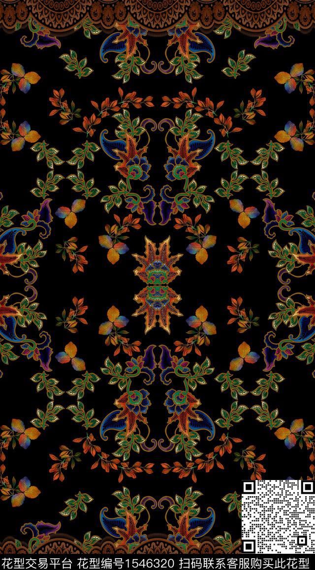 民族风定位花纹数码印花华亿平台下载（图片编号: 1546320） - 瓦栏（Walan）