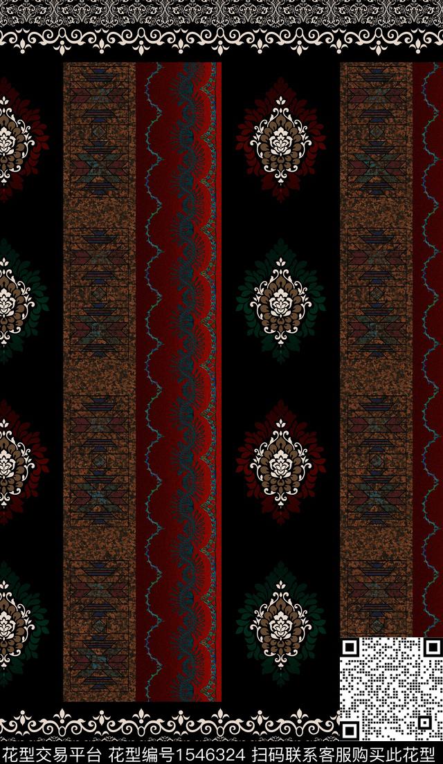 民族风定位花纹数码印花华亿平台下载（图片编号: 1546324） - 瓦栏（Walan）
