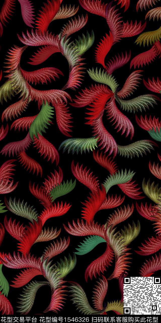 抽象黑底数码华亿平台数码印花华亿平台下载（图片编号: 1546326） - 瓦栏（Walan）