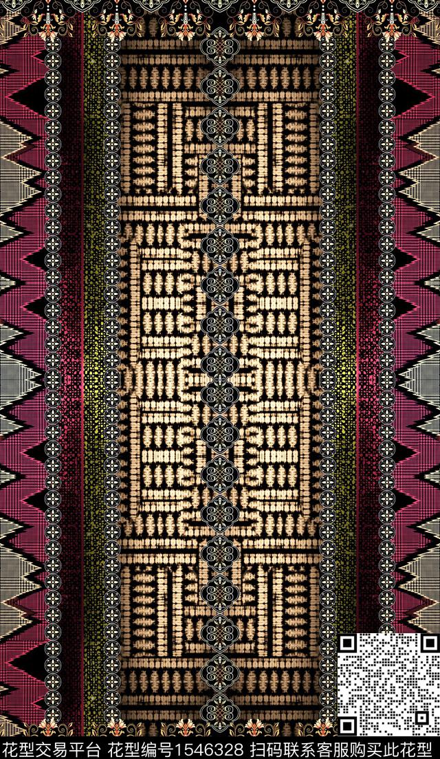 民族风定位花纹数码印花华亿平台下载（图片编号: 1546328） - 瓦栏（Walan）