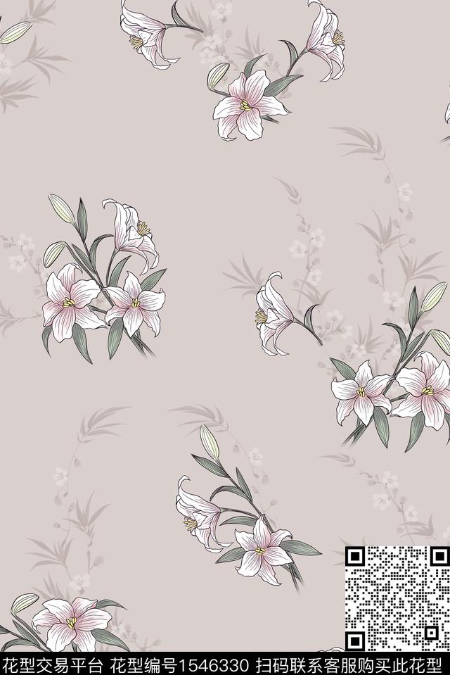 小清新女装花卉数码印花华亿平台下载（图片编号: 1546330） - 瓦栏（Walan）