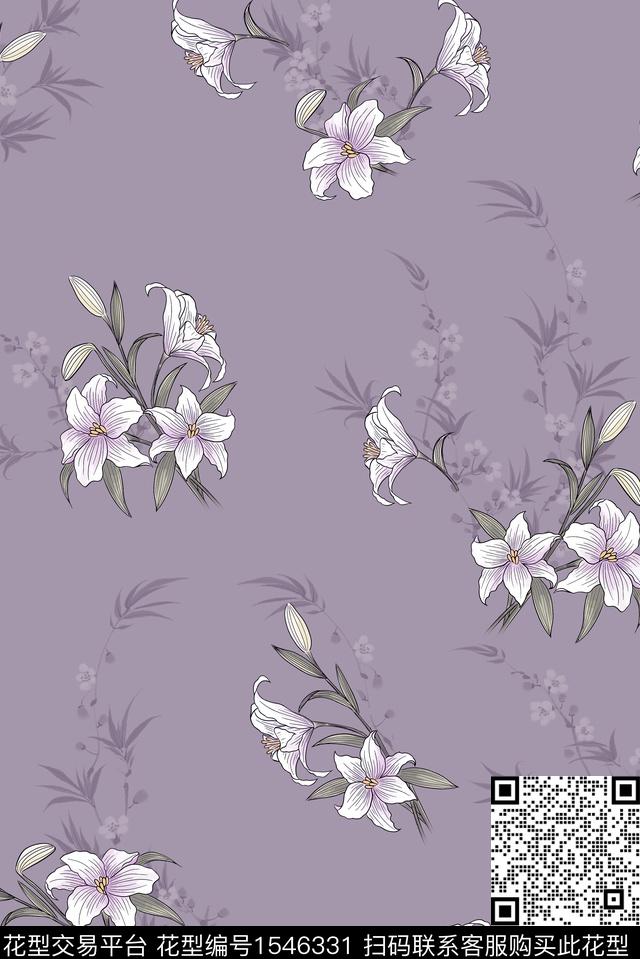 小清新女装花卉数码印花华亿平台下载（图片编号: 1546331） - 瓦栏（Walan）