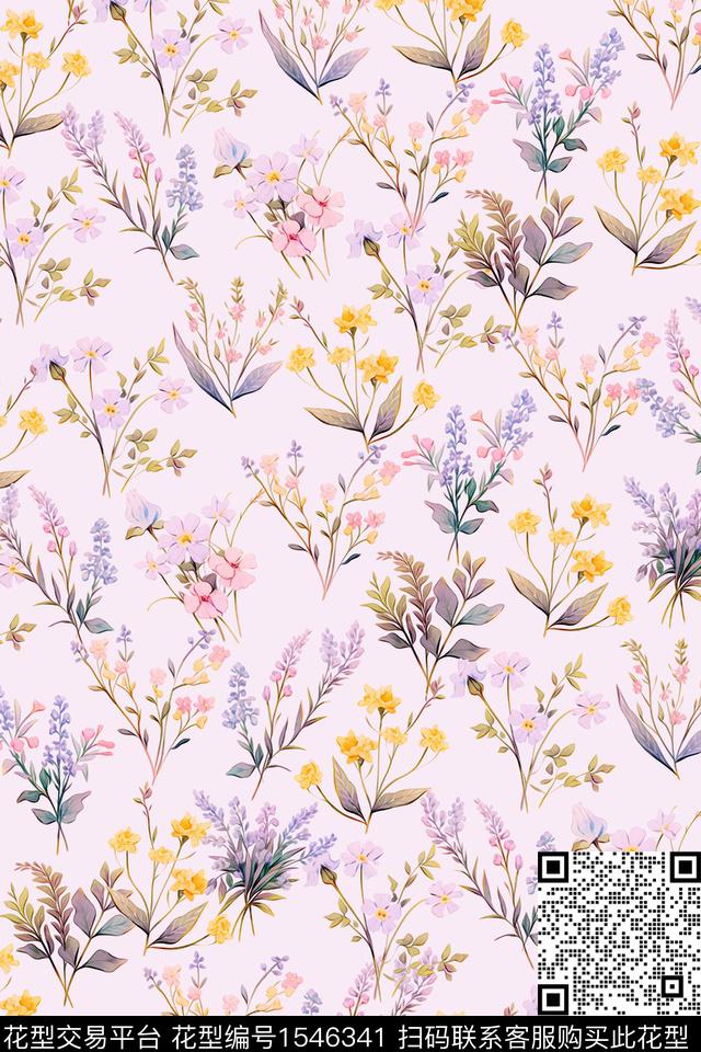 清爽小碎花花卉数码印花华亿平台下载（图片编号: 1546341） - 瓦栏（Walan）