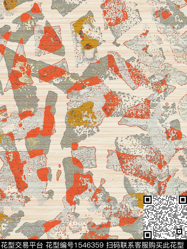 肌理定位抽象数码印花华亿平台下载（图片编号: 1546359） - 瓦栏（Walan）
