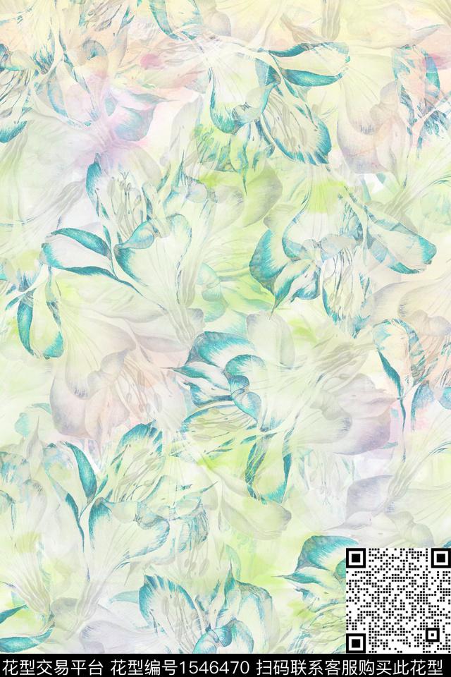 花卉满版大花数码印花华亿平台下载（图片编号: 1546470） - 瓦栏（Walan）