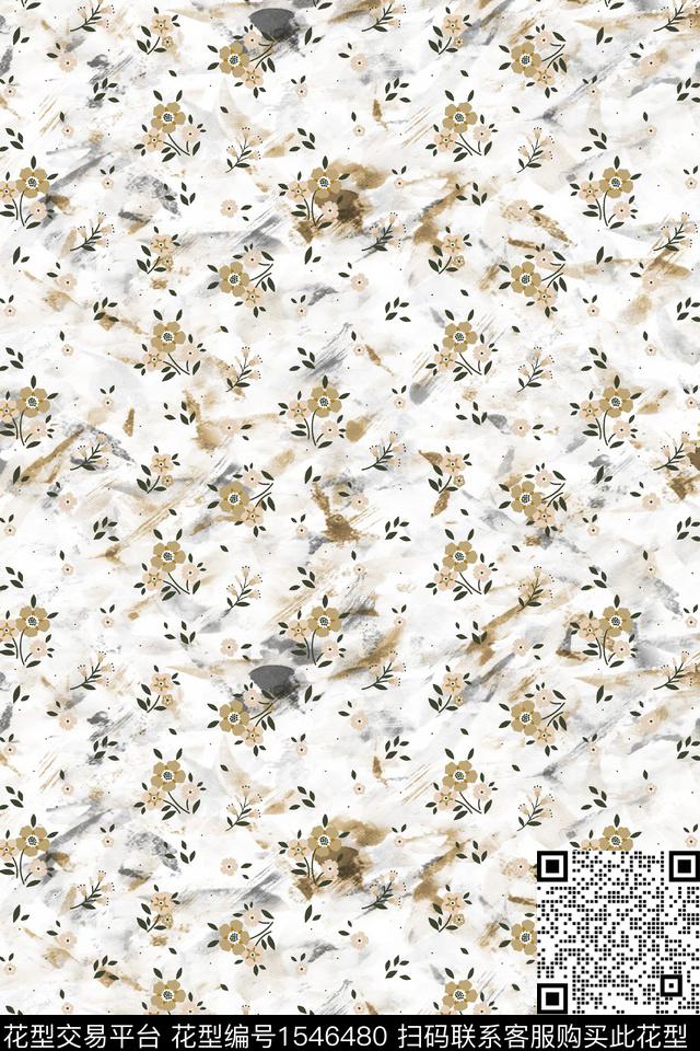 花卉水彩小碎花数码印花华亿平台下载（图片编号: 1546480） - 瓦栏（Walan）