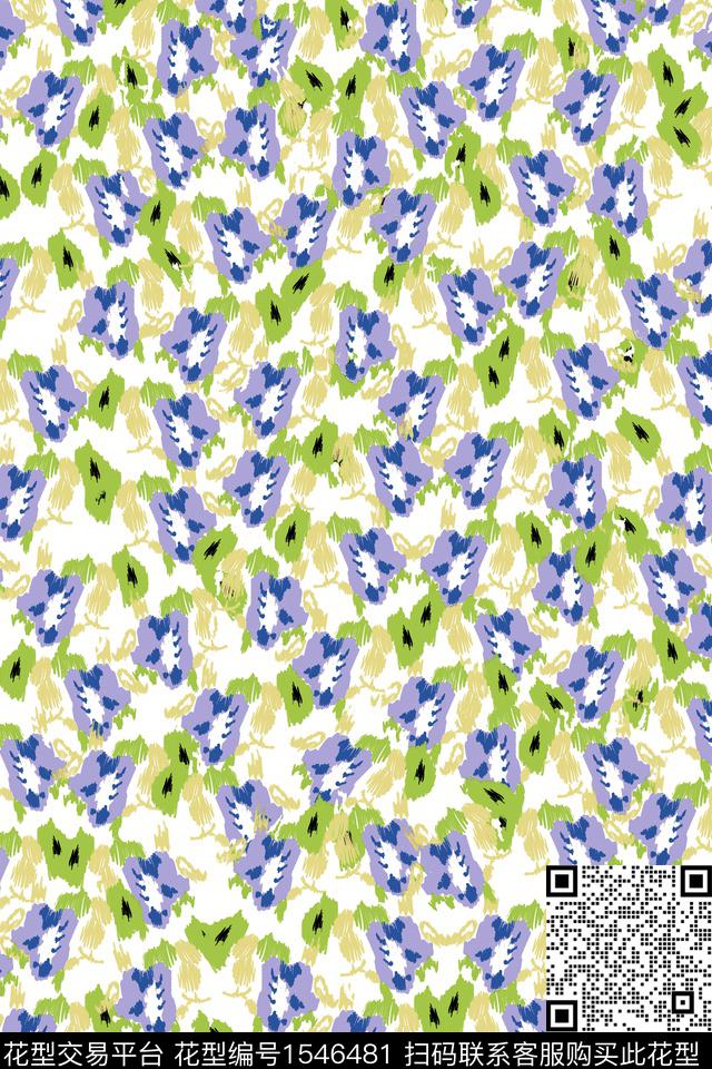 花卉抽象小碎花数码印花华亿平台下载（图片编号: 1546481） - 瓦栏（Walan）