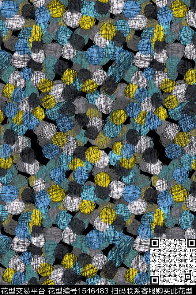 几何波点肌理数码印花华亿平台下载（图片编号: 1546483） - 瓦栏（Walan）