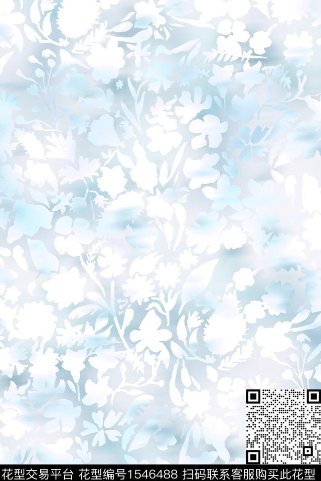 底纹水彩剪影数码印花华亿平台下载（图片编号: 1546488） - 瓦栏（Walan）