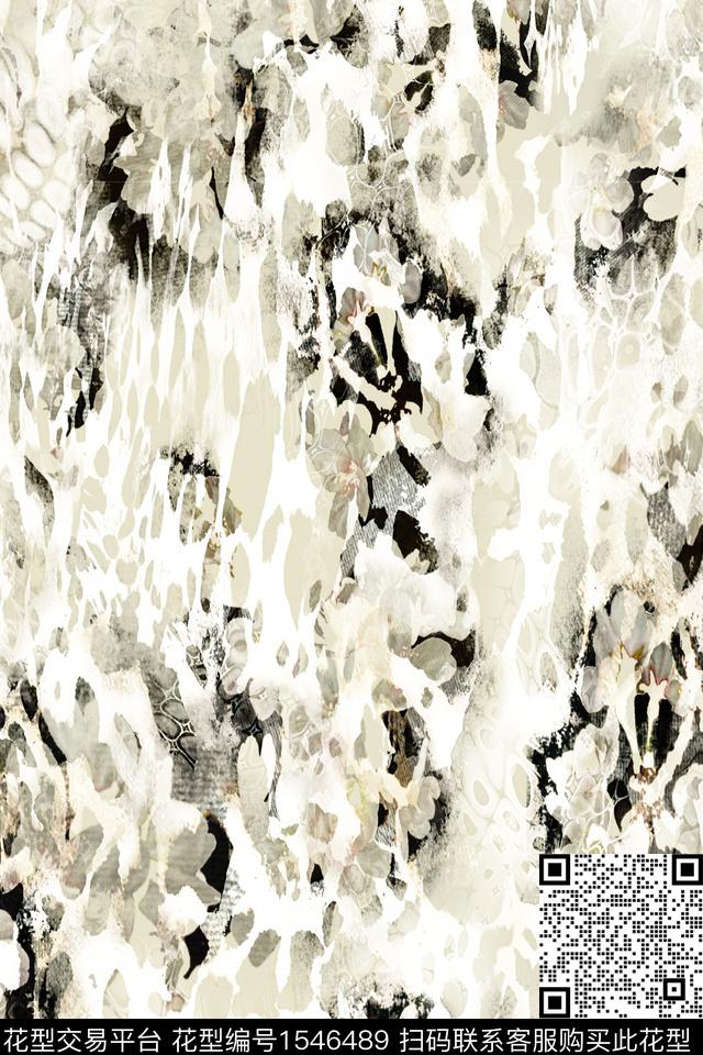 动物纹抽象花卉数码印花华亿平台下载（图片编号: 1546489） - 瓦栏（Walan）