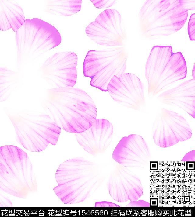 花卉花瓣渐变数码印花华亿平台下载（图片编号: 1546560） - 瓦栏（Walan）
