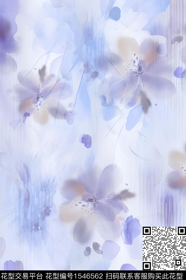 水彩朦胧花卉数码印花华亿平台下载（图片编号: 1546562） - 瓦栏（Walan）