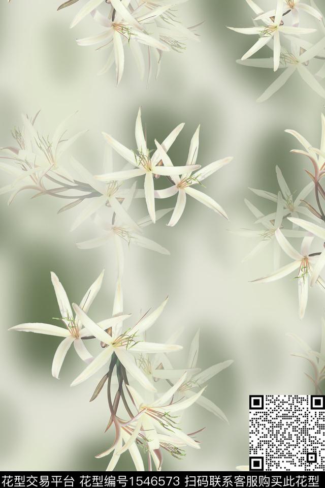 底纹影花花卉数码印花华亿平台下载（图片编号: 1546573） - 瓦栏（Walan）