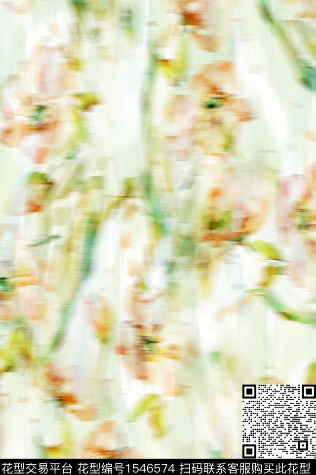 小清新抽象真丝数码印花华亿平台下载（图片编号: 1546574） - 瓦栏（Walan）