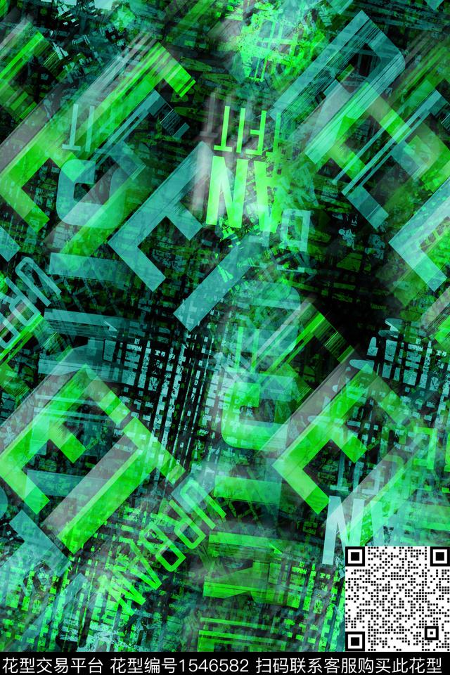 抽象字母科技数码印花华亿平台下载（图片编号: 1546582） - 瓦栏（Walan）