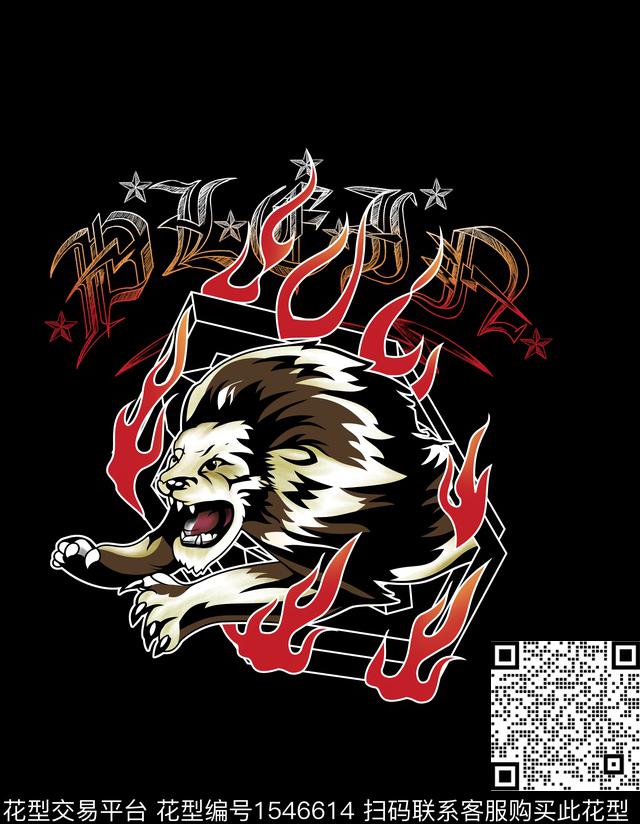 大牌风狮子字母数码印花华亿平台下载（图片编号: 1546614） - 瓦栏（Walan）