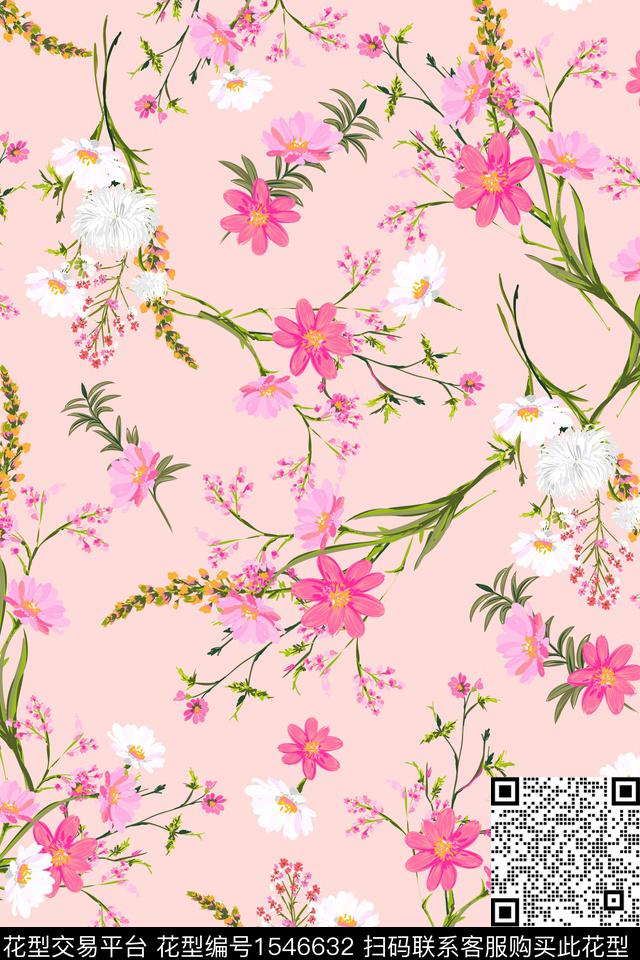 小碎花年轻女性花卉数码印花华亿平台下载（图片编号: 1546632） - 瓦栏（Walan）