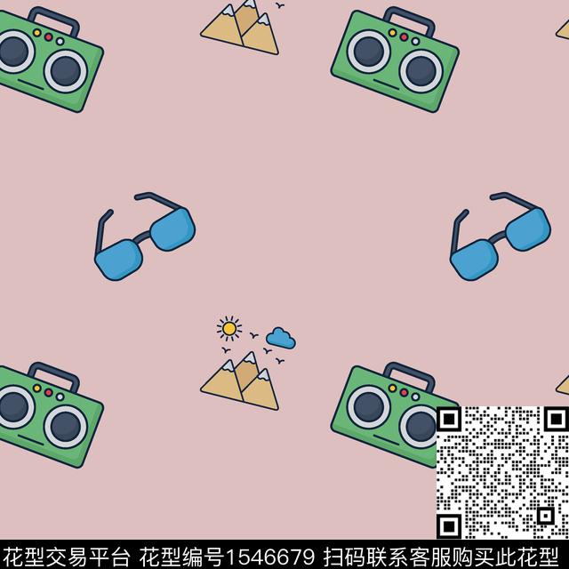 趣味收音机墨镜数码印花华亿平台下载（图片编号: 1546679） - 瓦栏（Walan）