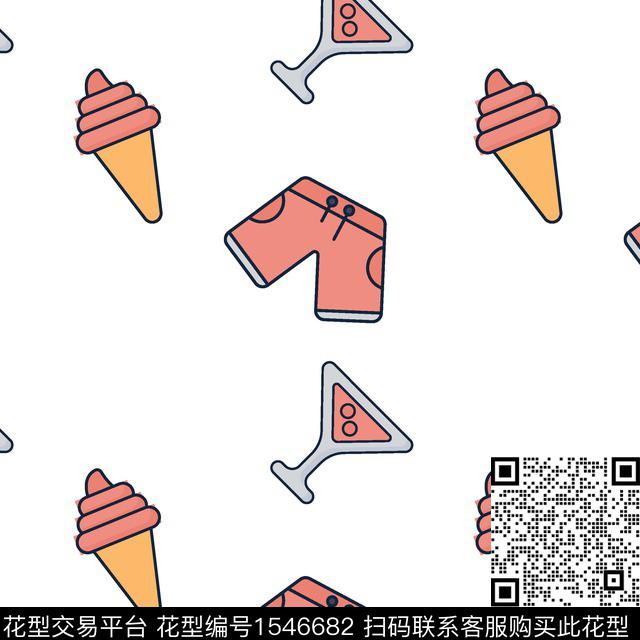 趣味冰淇淋酒杯数码印花华亿平台下载（图片编号: 1546682） - 瓦栏（Walan）
