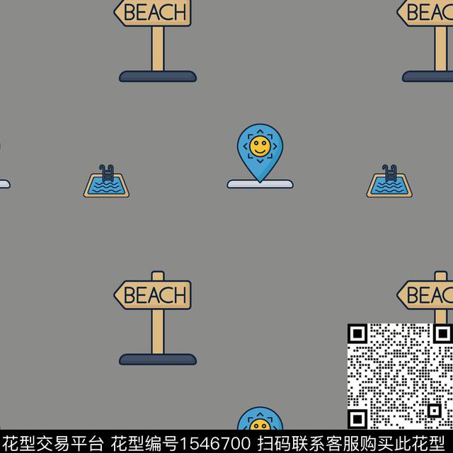 海滩坐标笑脸数码印花华亿平台下载（图片编号: 1546700） - 瓦栏（Walan）