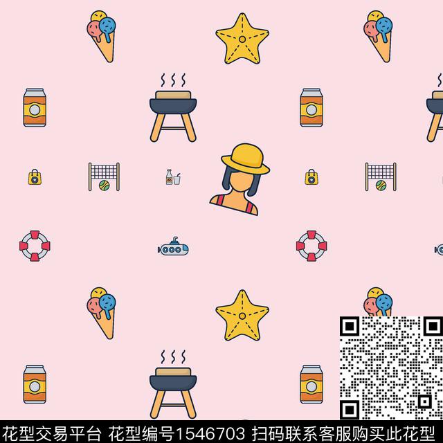 小清新趣味女装数码印花华亿平台下载（图片编号: 1546703） - 瓦栏（Walan）