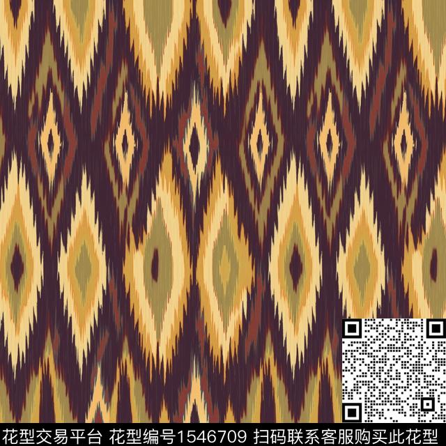 民族风几何菱形数码印花华亿平台下载（图片编号: 1546709） - 瓦栏（Walan）