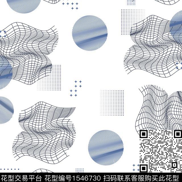线条几何男装几何数码印花华亿平台下载（图片编号: 1546730） - 瓦栏（Walan）