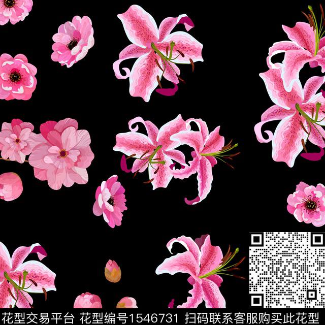 粉色女装花卉数码印花华亿平台下载（图片编号: 1546731） - 瓦栏（Walan）
