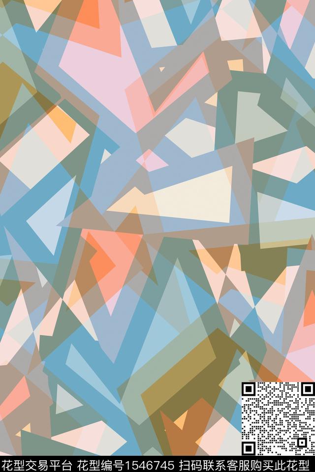 几何抽象叠加传统印花华亿平台下载（图片编号: 1546745） - 瓦栏（Walan）