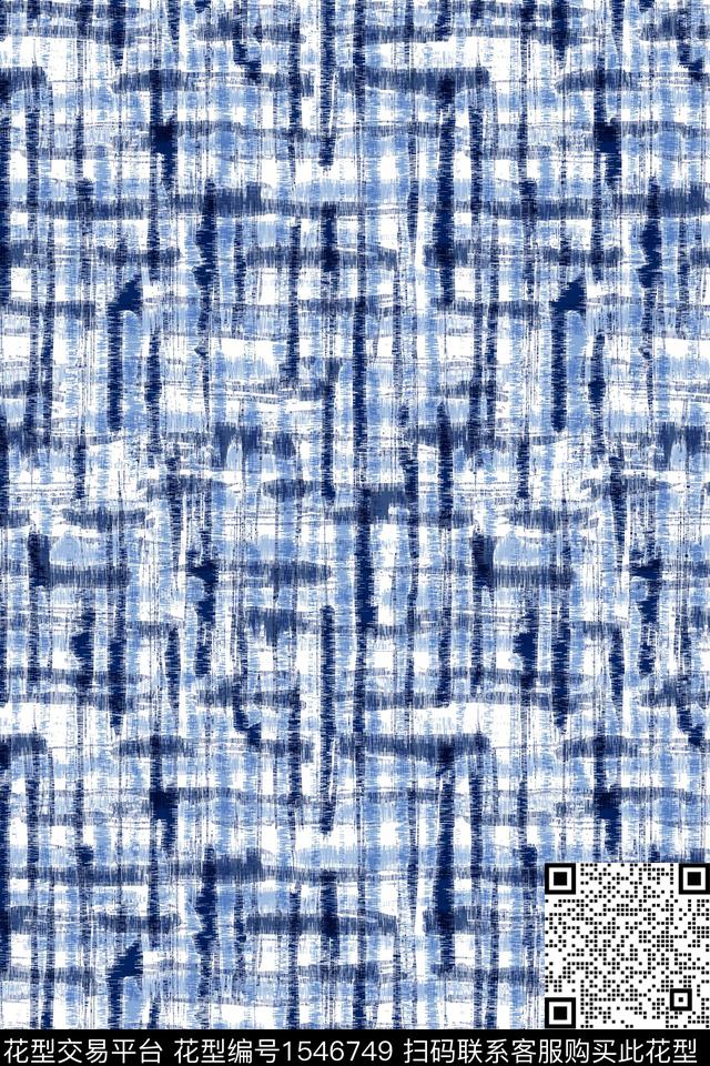 抽象肌理格子数码印花华亿平台下载（图片编号: 1546749） - 瓦栏（Walan）