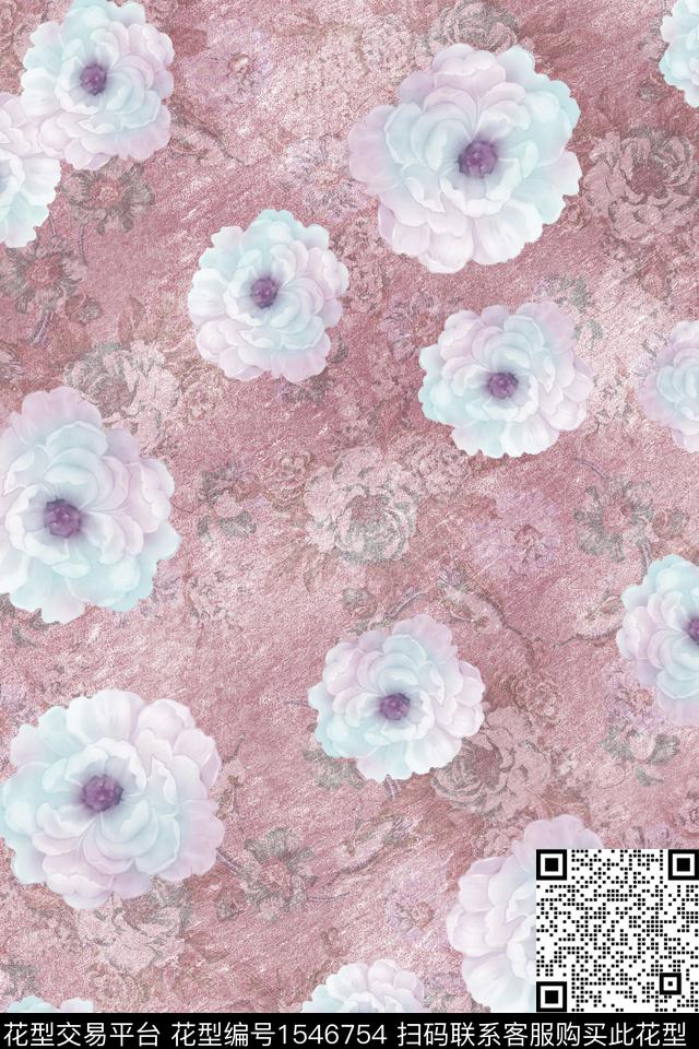 肌理底纹花卉数码印花华亿平台下载（图片编号: 1546754） - 瓦栏（Walan）