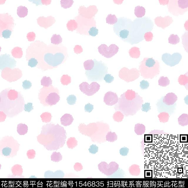 可爱爱心几何数码印花华亿平台下载（图片编号: 1546835） - 瓦栏（Walan）