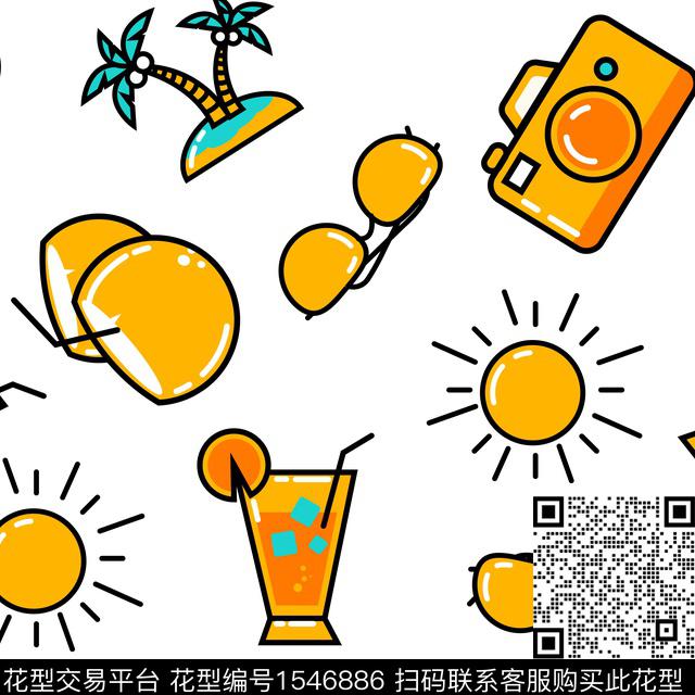 椰子树女装太阳数码印花华亿平台下载（图片编号: 1546886） - 瓦栏（Walan）