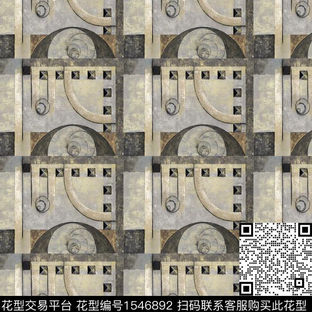 抽象几何男装男装数码印花华亿平台下载（图片编号: 1546892） - 瓦栏（Walan）