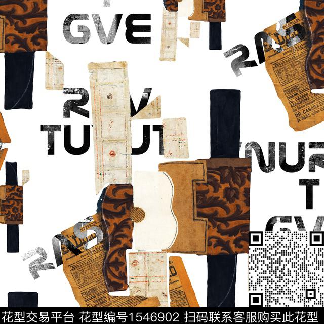 抽象字母几何男装传统印花华亿平台下载（图片编号: 1546902） - 瓦栏（Walan）