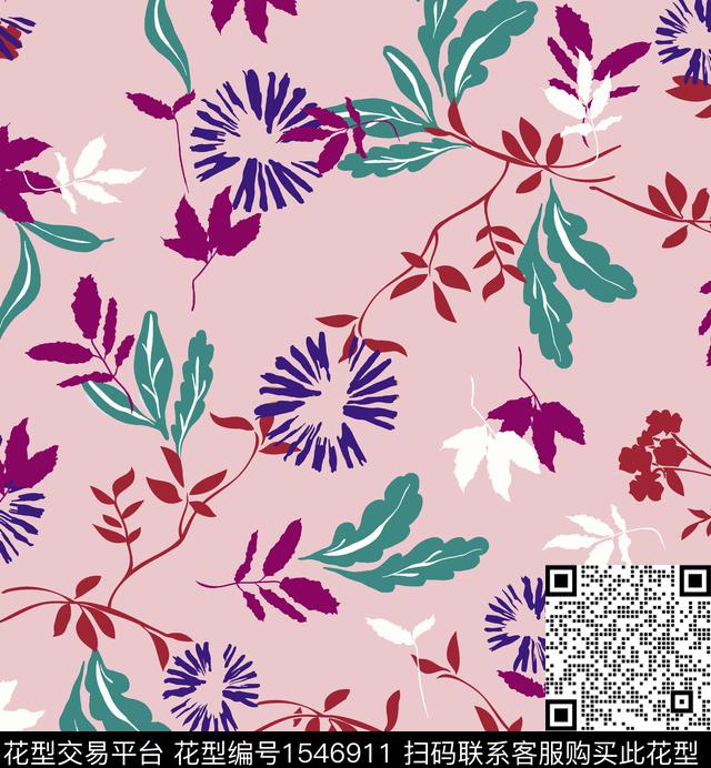 女装花卉连衣裙数码印花华亿平台下载（图片编号: 1546911） - 瓦栏（Walan）