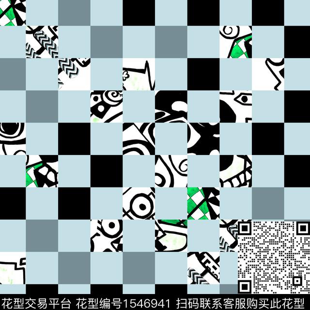 抽象格子几何男装传统印花华亿平台下载（图片编号: 1546941） - 瓦栏（Walan）