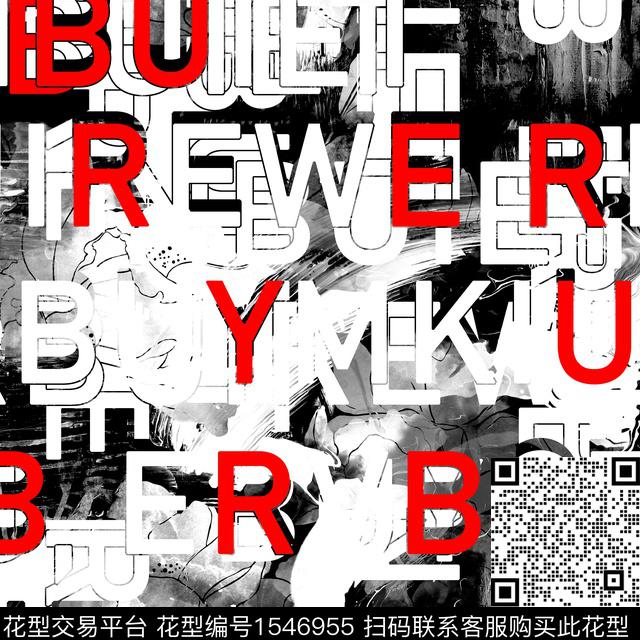 抽象字母趣味数码印花华亿平台下载（图片编号: 1546955） - 瓦栏（Walan）