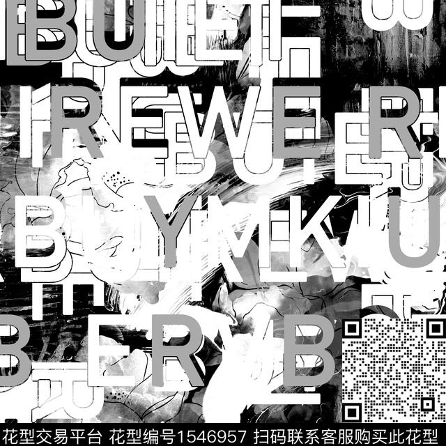 抽象字母几何男装传统印花华亿平台下载（图片编号: 1546957） - 瓦栏（Walan）