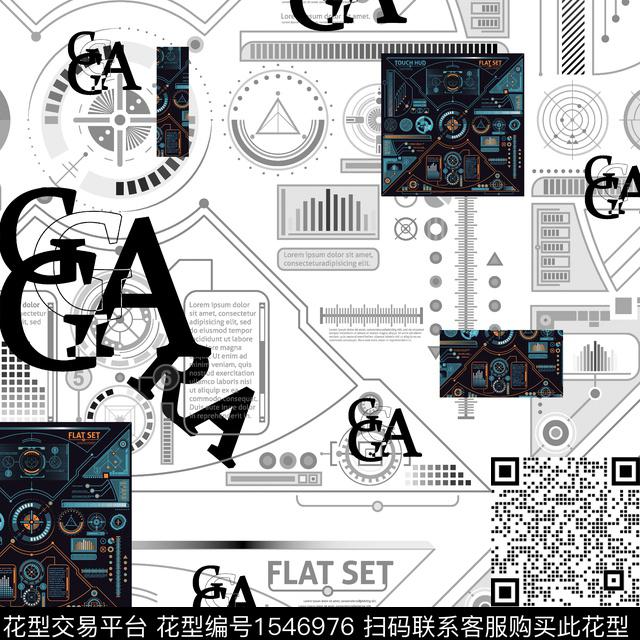 科技底纹字母数码印花华亿平台下载（图片编号: 1546976） - 瓦栏（Walan）