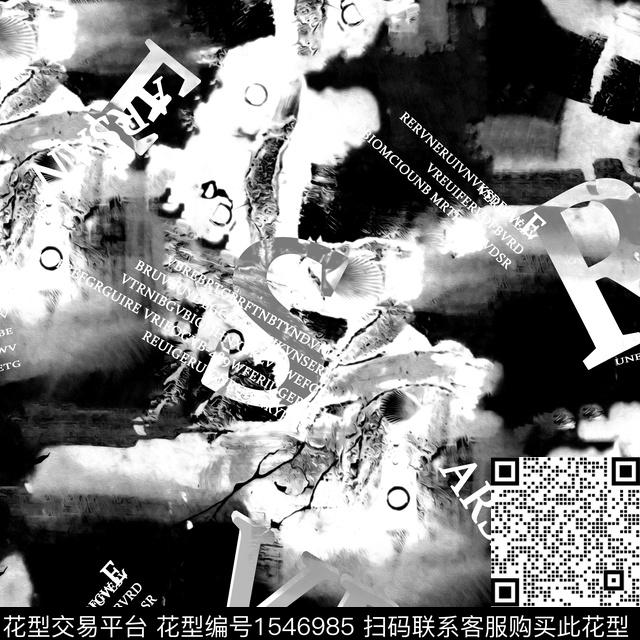 抽象字母男装数码印花华亿平台下载（图片编号: 1546985） - 瓦栏（Walan）