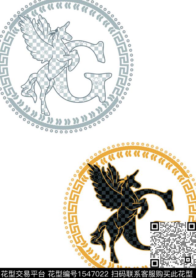 独角兽标志字母数码印花华亿平台下载（图片编号: 1547022） - 瓦栏（Walan）