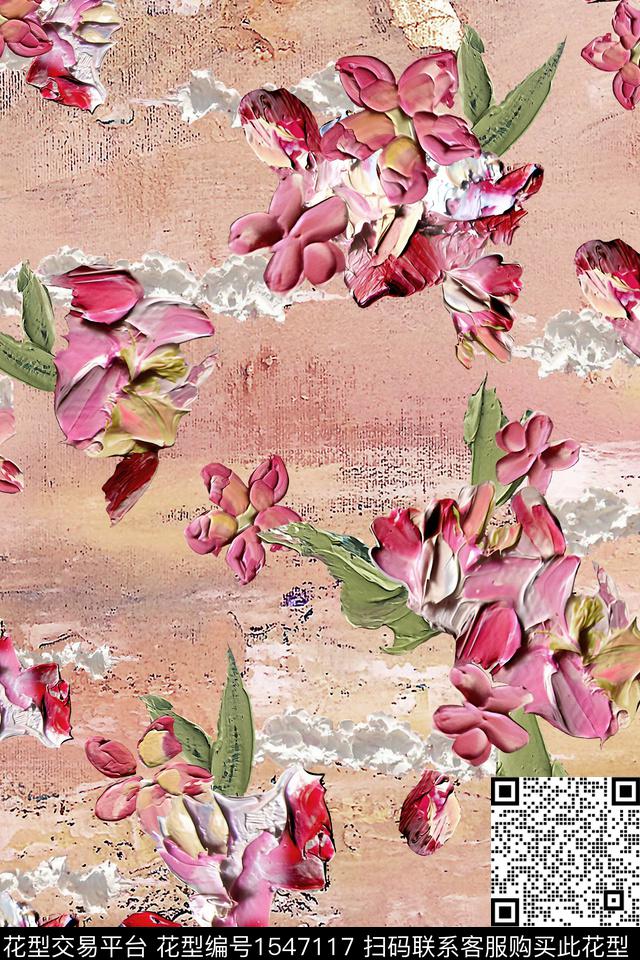 抽象肌理油画华亿平台数码印花华亿平台下载（图片编号: 1547117） - 瓦栏（Walan）