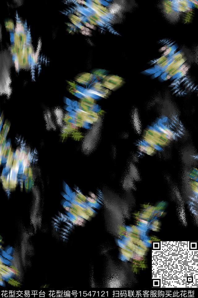 抽象抽象花卉模糊数码印花华亿平台下载（图片编号: 1547121） - 瓦栏（Walan）