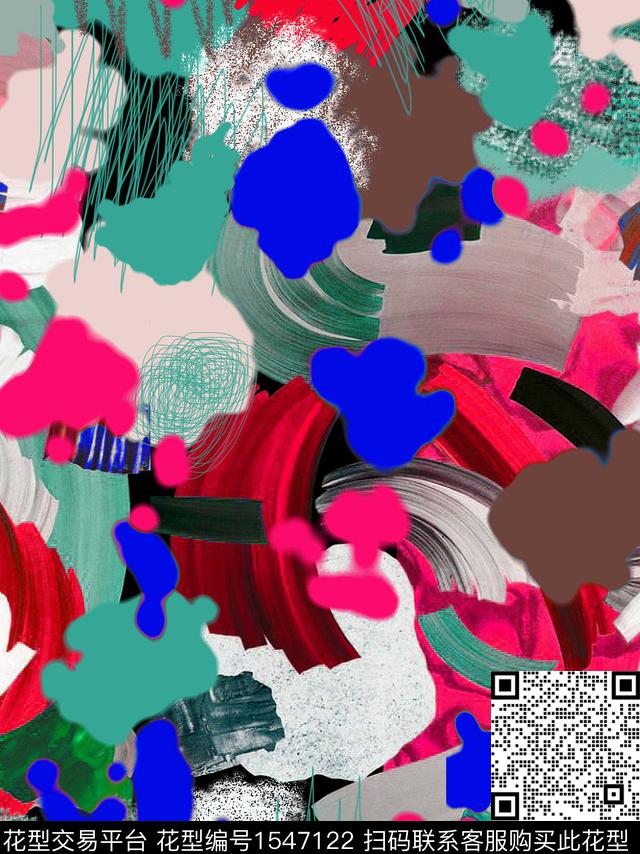 抽象涂鸦brush数码印花华亿平台下载（图片编号: 1547122） - 瓦栏（Walan）